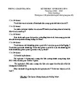 Đề thi học sinh giỏi môn Sinh học Lớp 8 - Năm học 2012-2013 - Phòng GD & ĐT Hạ Hòa (Có đáp án)